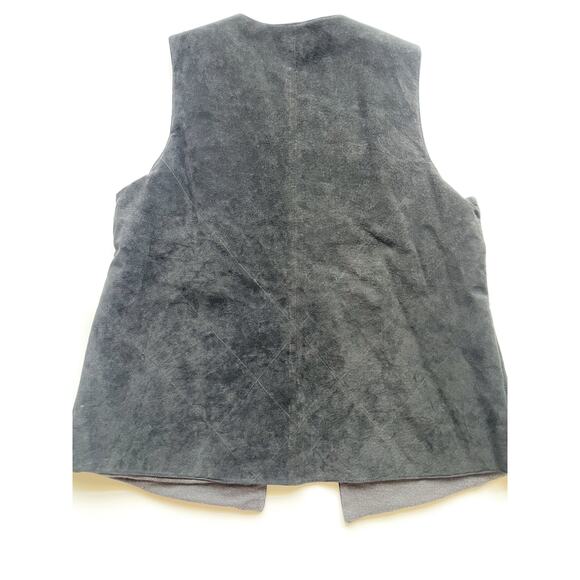 Women's Ecru Black/Gray Suede Quilted Vest Size XL - Picture 8 of 9